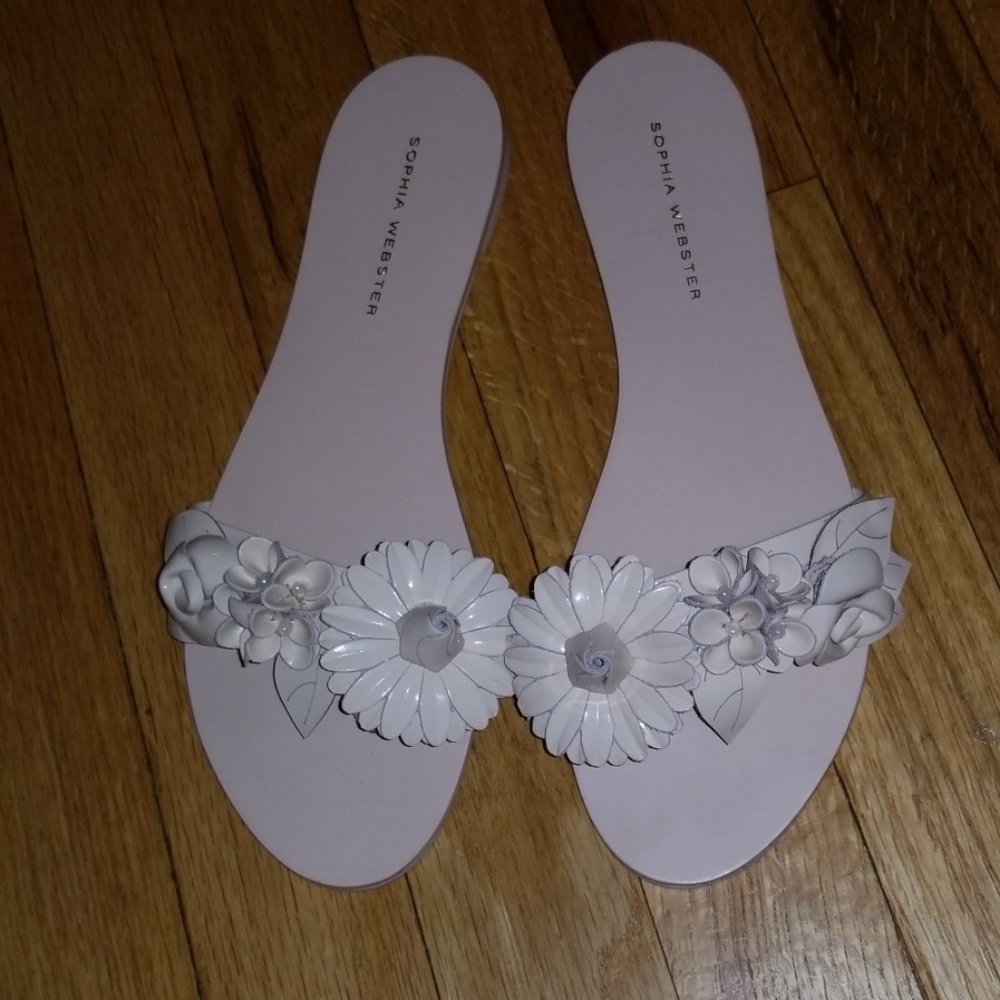 Sophia Webster Lilico Floral Flat Slide Sandals.